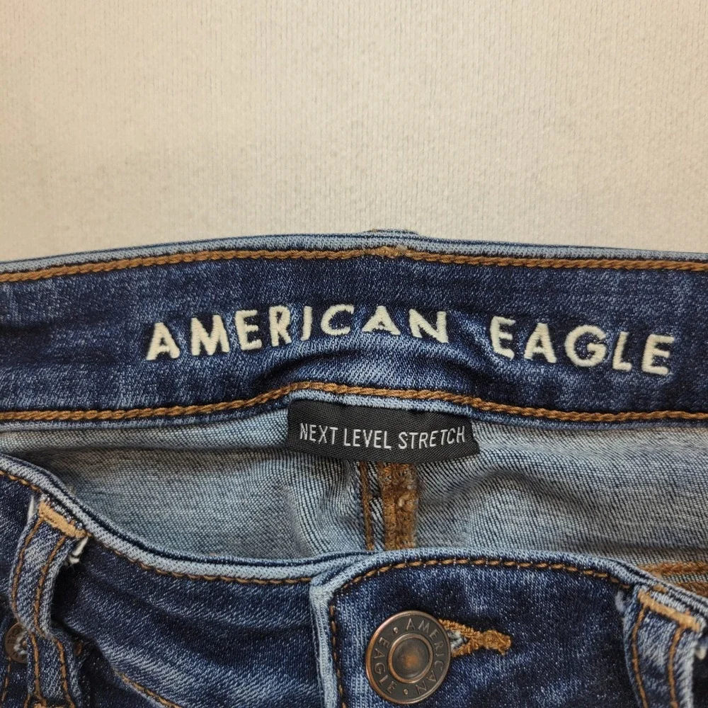 American Eagle‎ Flare Jeans Womens 0 Blue Low Rise Stretch Dark Wash Denim